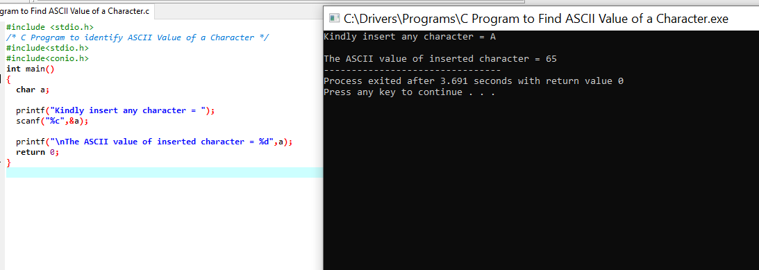 C Program To Find Ascii Value Of A Character Online